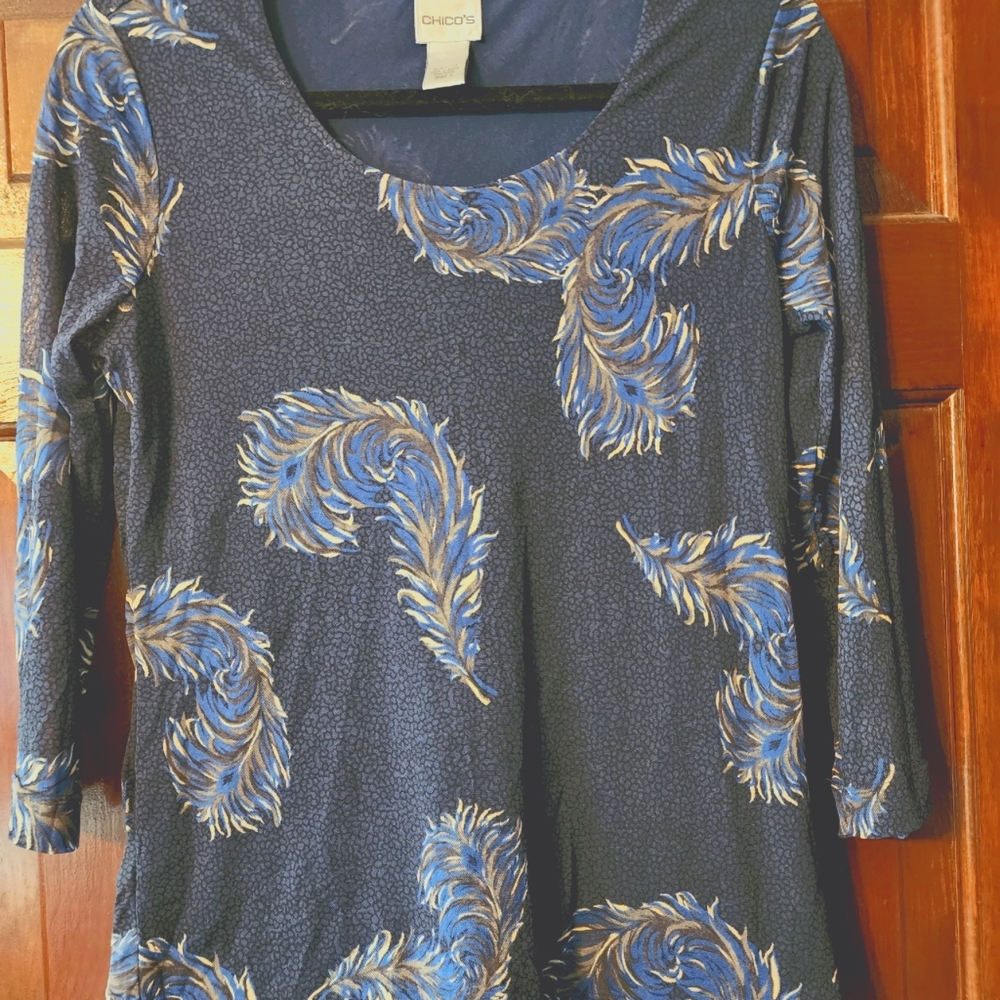 Chicos Blue Black top Size 1